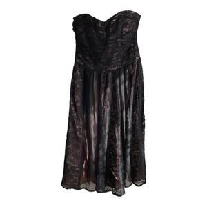 Nanette Lepore Vintage Sweetheart Lace Strapless Dress Black SZ 4